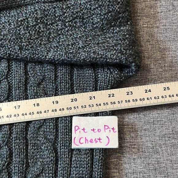 Woolovers 100% British Wool 1/4 Zip Cable Knit Sweater - Men's Size M - Green - Picture 7 of 14